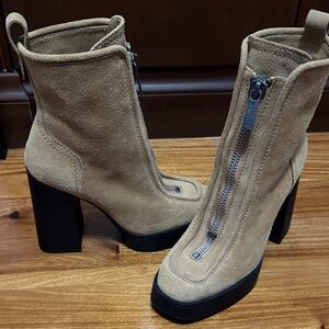 Larroude Beige Suede Heeled Boots